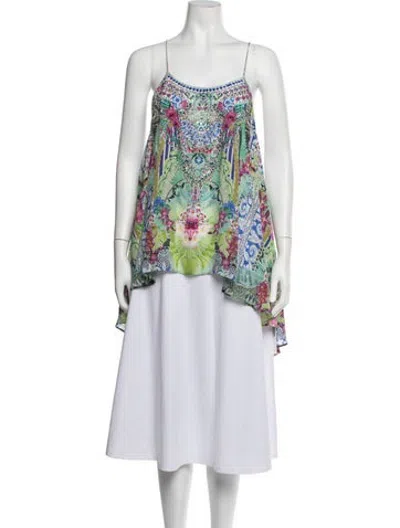 Pre-owned Camilla Silk Floral Print Top In Blue