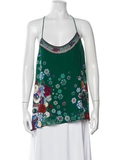 Pre-owned Camilla Silk Floral Print Top In Green