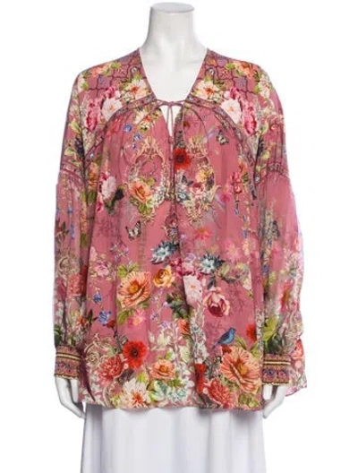 Pre-owned Camilla Silk Floral Print Top In Pink