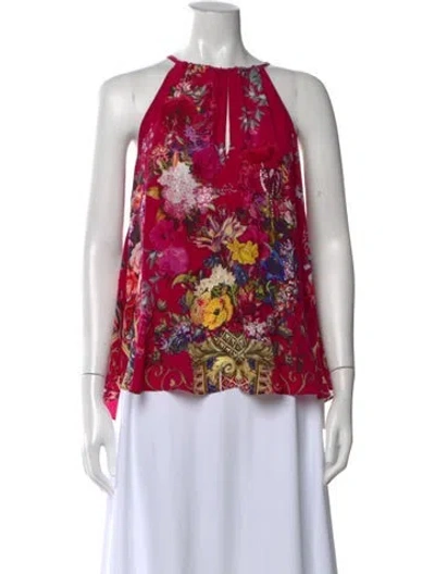 Pre-owned Camilla Silk Floral Print Top In Red