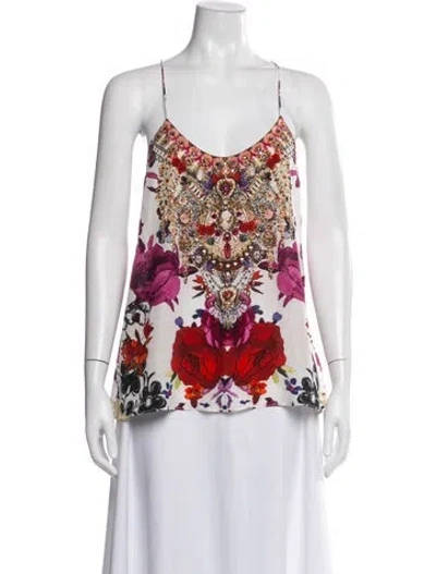 Pre-owned Camilla Silk Floral Print Top W/ Tags In Blue