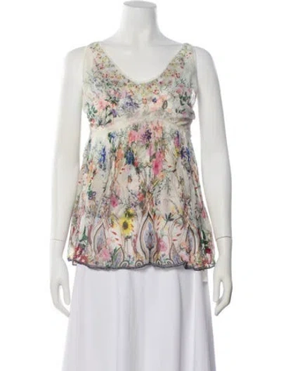 Pre-owned Camilla Silk Floral Print Top W/ Tags In Multi