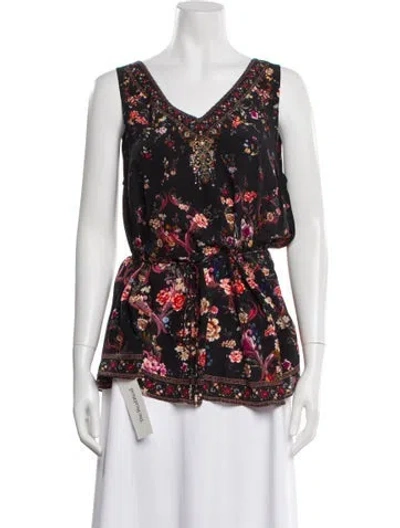 Pre-owned Camilla Silk Floral Print Top W/ Tags In Multi