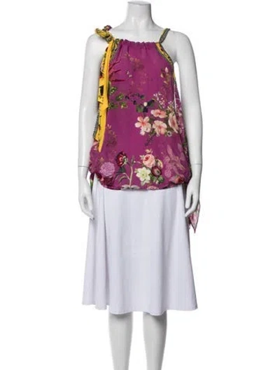 Pre-owned Camilla Silk Floral Print Top W/ Tags In Multi