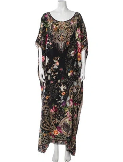Pre-owned Camilla Silk Floral Print Tunic In Black