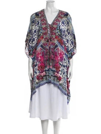 Pre-owned Camilla Silk Floral Print Tunic In Blue