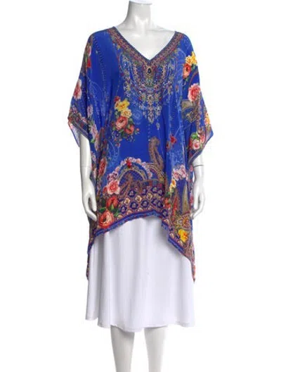 Pre-owned Camilla Silk Floral Print Tunic W/ Tags In Blue