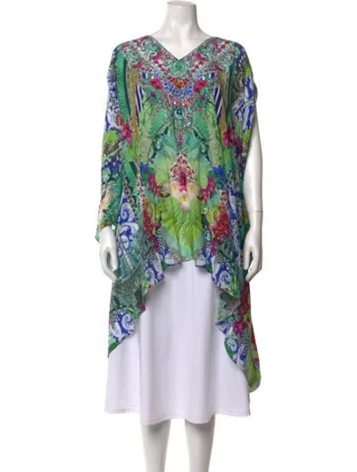 Pre-owned Camilla Silk Floral Print Tunic W/ Tags In Green