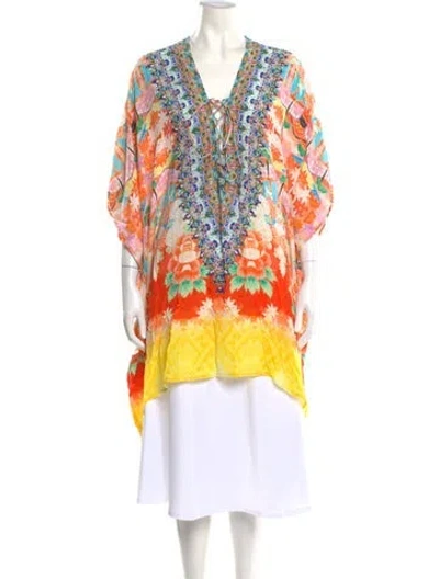 Pre-owned Camilla Silk Floral Print Tunic W/ Tags In Orange