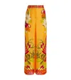 Camilla The Flower Child Society Wide-leg Silk Trousers In Multi