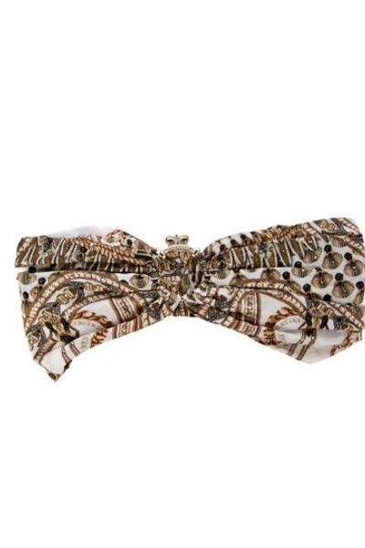 Pre-owned Camilla Silk Head Wrap In Brown
