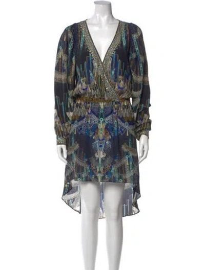 Pre-owned Camilla Silk Knee-length Dress In Blue