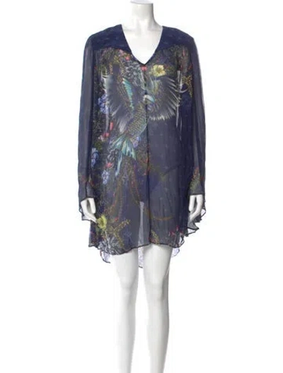 Pre-owned Camilla Silk Knee-length Dress In Blue