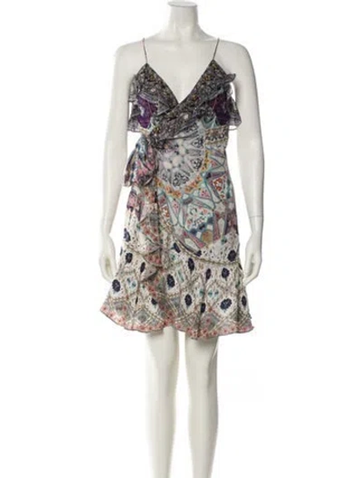 Pre-owned Camilla Silk Knee-length Dress In White