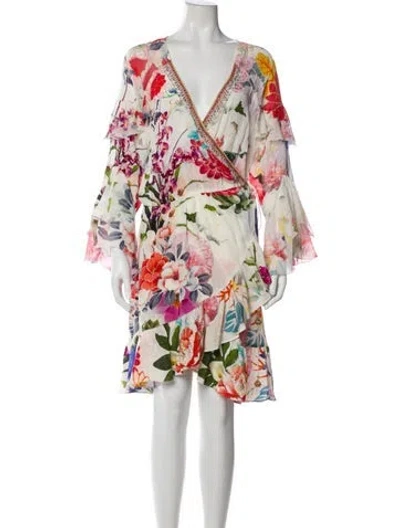 Pre-owned Camilla Silk Knee-length Dress In White