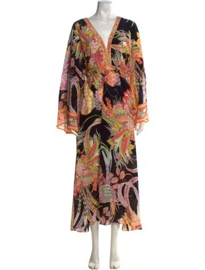 Pre-owned Camilla Silk Long Dress In Black