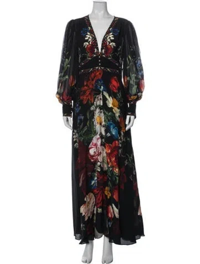 Pre-owned Camilla Silk Long Dress In Black