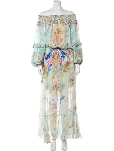 Pre-owned Camilla Silk Long Dress In Blue