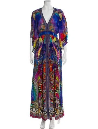 Pre-owned Camilla Silk Long Dress In Blue