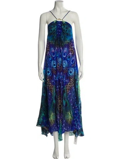 Pre-owned Camilla Silk Long Dress In Blue