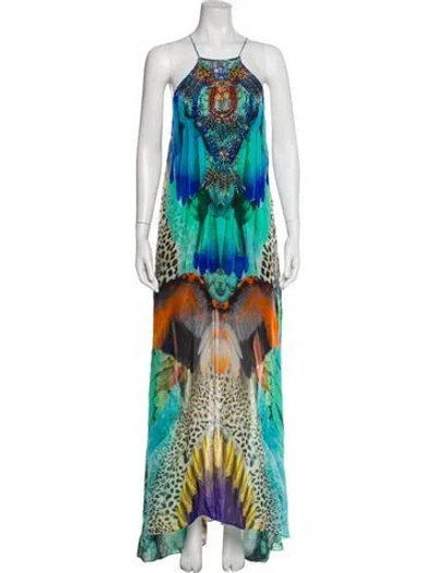 Pre-owned Camilla Silk Long Dress In Blue