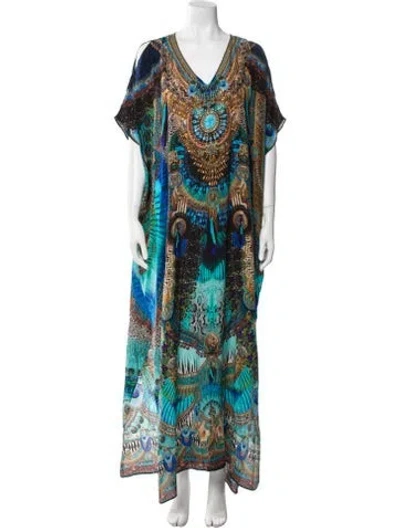 Pre-owned Camilla Silk Long Dress In Blue