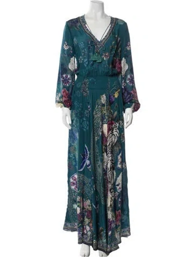 Pre-owned Camilla Silk Long Dress In Blue