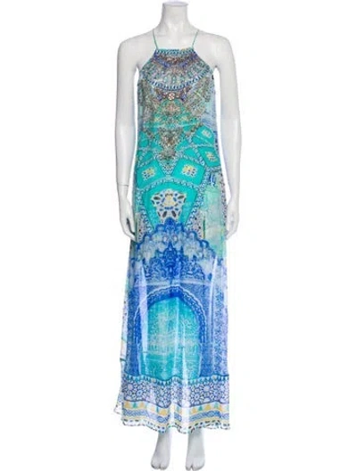 Pre-owned Camilla Silk Long Dress In Blue