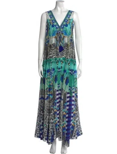 Pre-owned Camilla Silk Long Dress In Blue