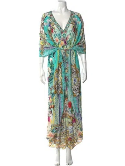 Pre-owned Camilla Silk Long Dress In Blue