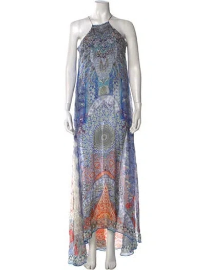 Pre-owned Camilla Silk Long Dress In Blue