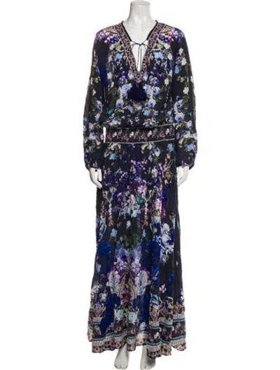 Pre-owned Camilla Silk Long Dress In Blue