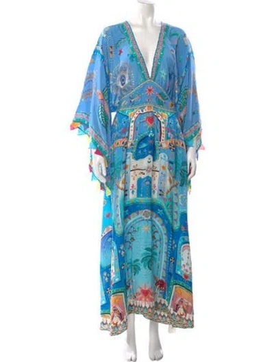 Pre-owned Camilla Silk Long Dress In Blue