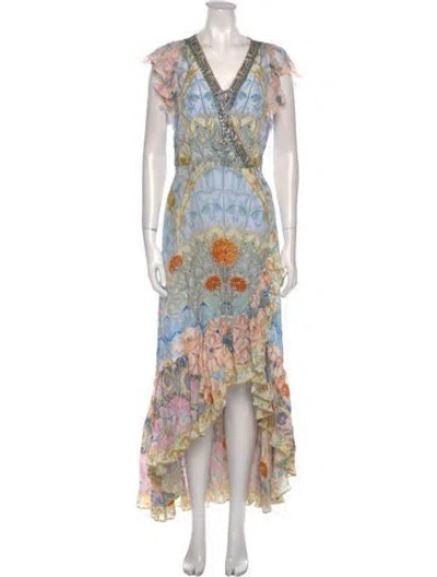 Pre-owned Camilla Silk Long Dress In Blue