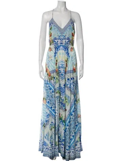 Pre-owned Camilla Silk Long Dress In Blue
