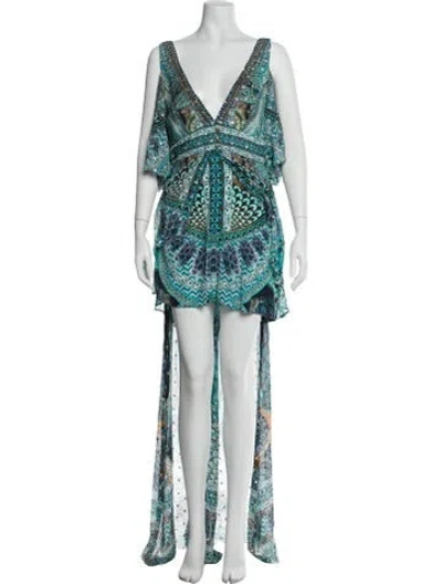 Pre-owned Camilla Silk Long Dress In Blue