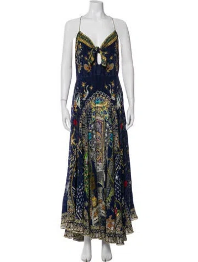 Pre-owned Camilla Silk Long Dress In Blue