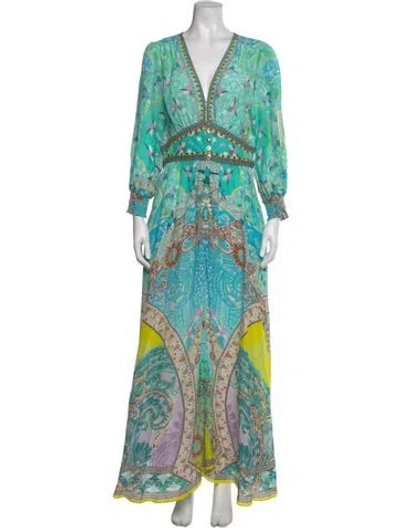 Pre-owned Camilla Silk Long Dress In Blue