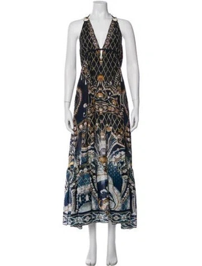 Pre-owned Camilla Silk Long Dress In Blue