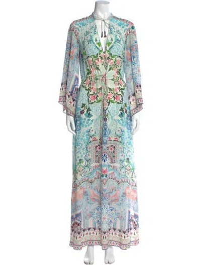 Pre-owned Camilla Silk Long Dress In Blue