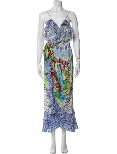 Pre-owned Camilla Silk Long Dress In Blue