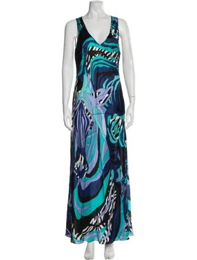 Pre-owned Camilla Silk Long Dress In Blue