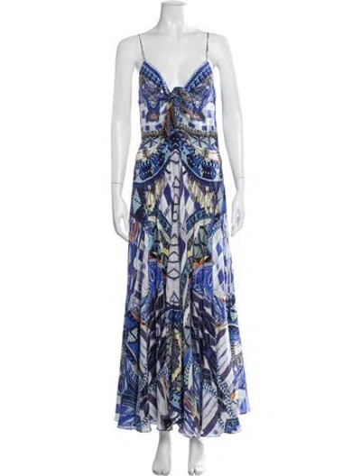 Pre-owned Camilla Silk Long Dress In Blue