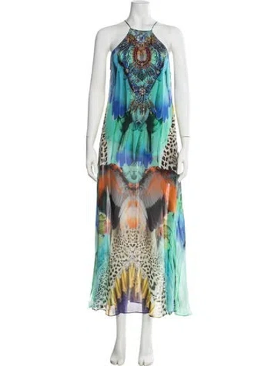 Pre-owned Camilla Silk Long Dress In Blue