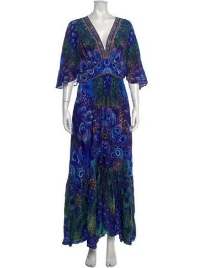 Pre-owned Camilla Silk Long Dress In Blue
