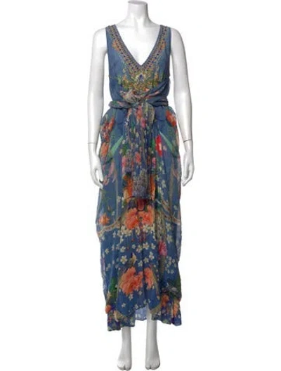 Pre-owned Camilla Silk Long Dress In Blue