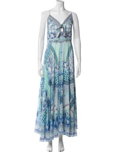 Pre-owned Camilla Silk Long Dress In Blue