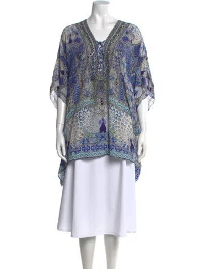 Pre-owned Camilla Silk Long Dress In Blue