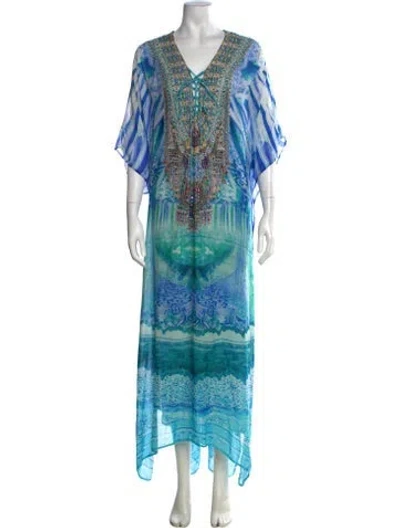 Pre-owned Camilla Silk Long Dress In Blue
