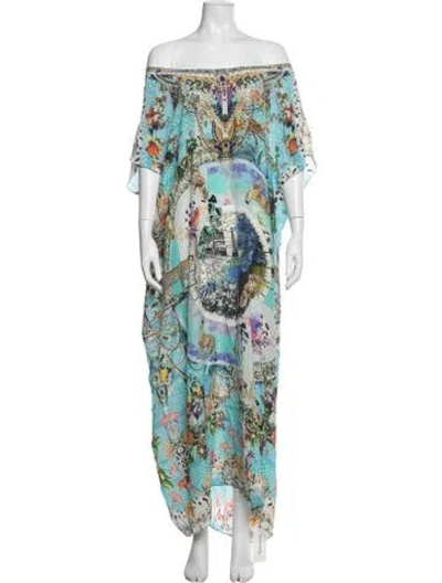 Pre-owned Camilla Silk Long Dress In Blue